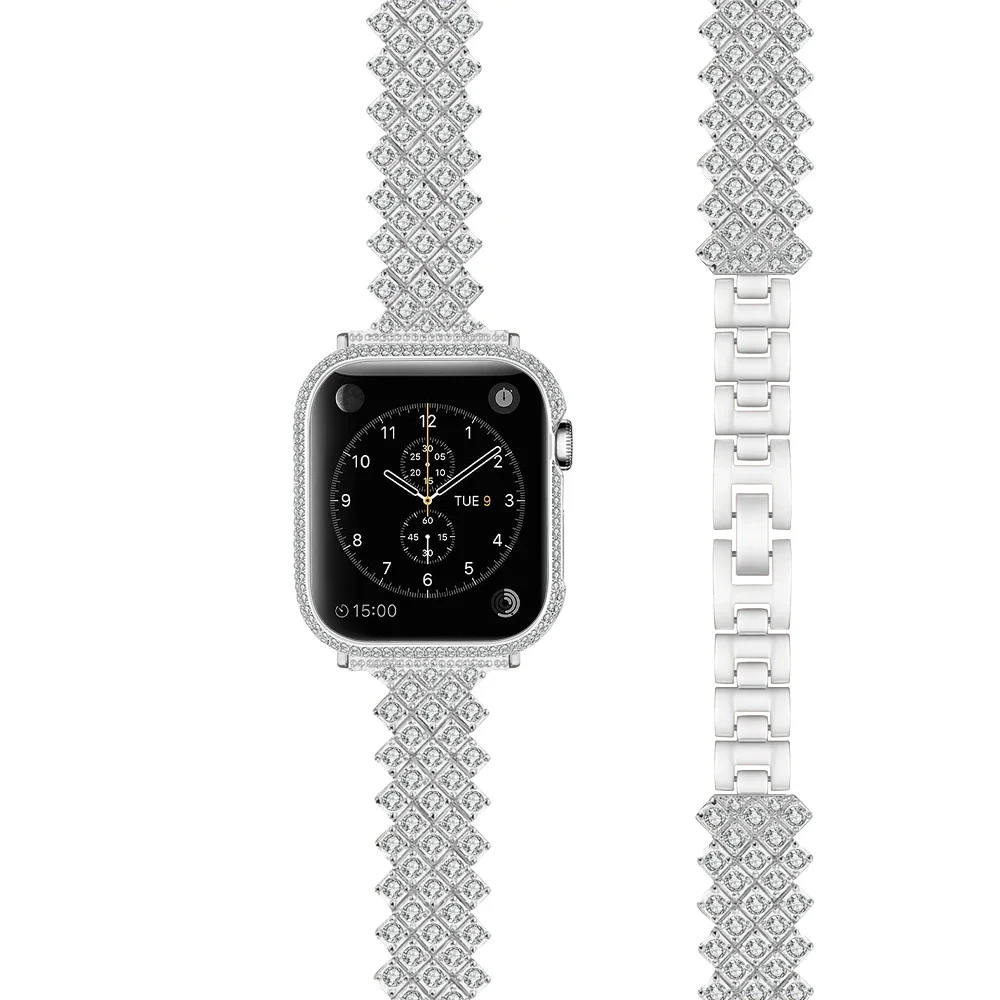 Luxury Diamond Strap For Apple Watch Ultra 10 9 8 7 46mm 45mm 41mm 49mm Women Metal Band For iWatch 6 5 4 SE 44mm 42mm 40mm 38mm