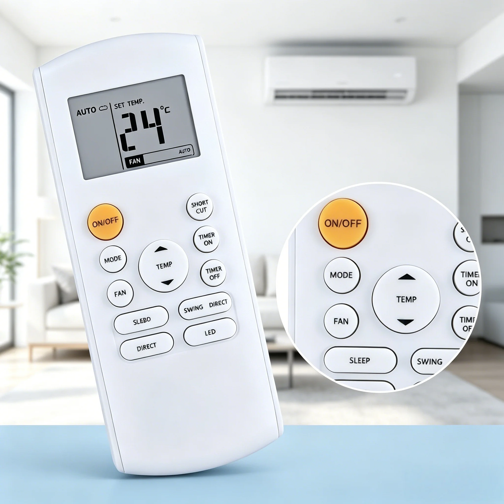 Spare Remote For Midea AC Unit, RG57B-BGE distinct buttons, backlit design, reliable daily replacement part