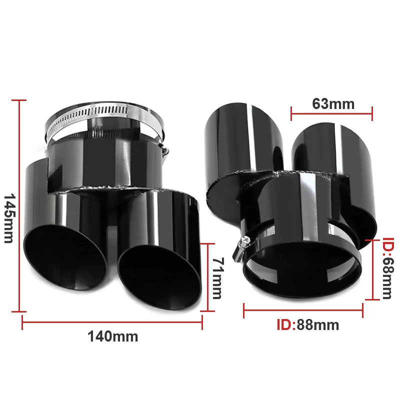 Snap-on Quad Exhaust Upgrade Tips For BMW X5 G05 X6 G06 X7 G07 Stainless Steel No Welding Muffler Tailpipes 1 Pair
