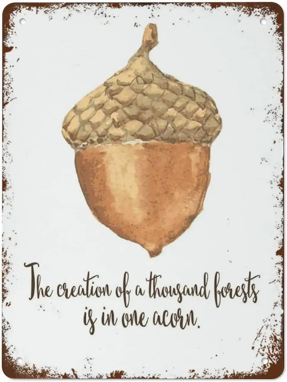 Rustic Bathroom Decor Acorn Fall Poster Print Autumn Acor Forest Brown Wall Art Retro Wall Decor for Cafes Office Pubs Club sign