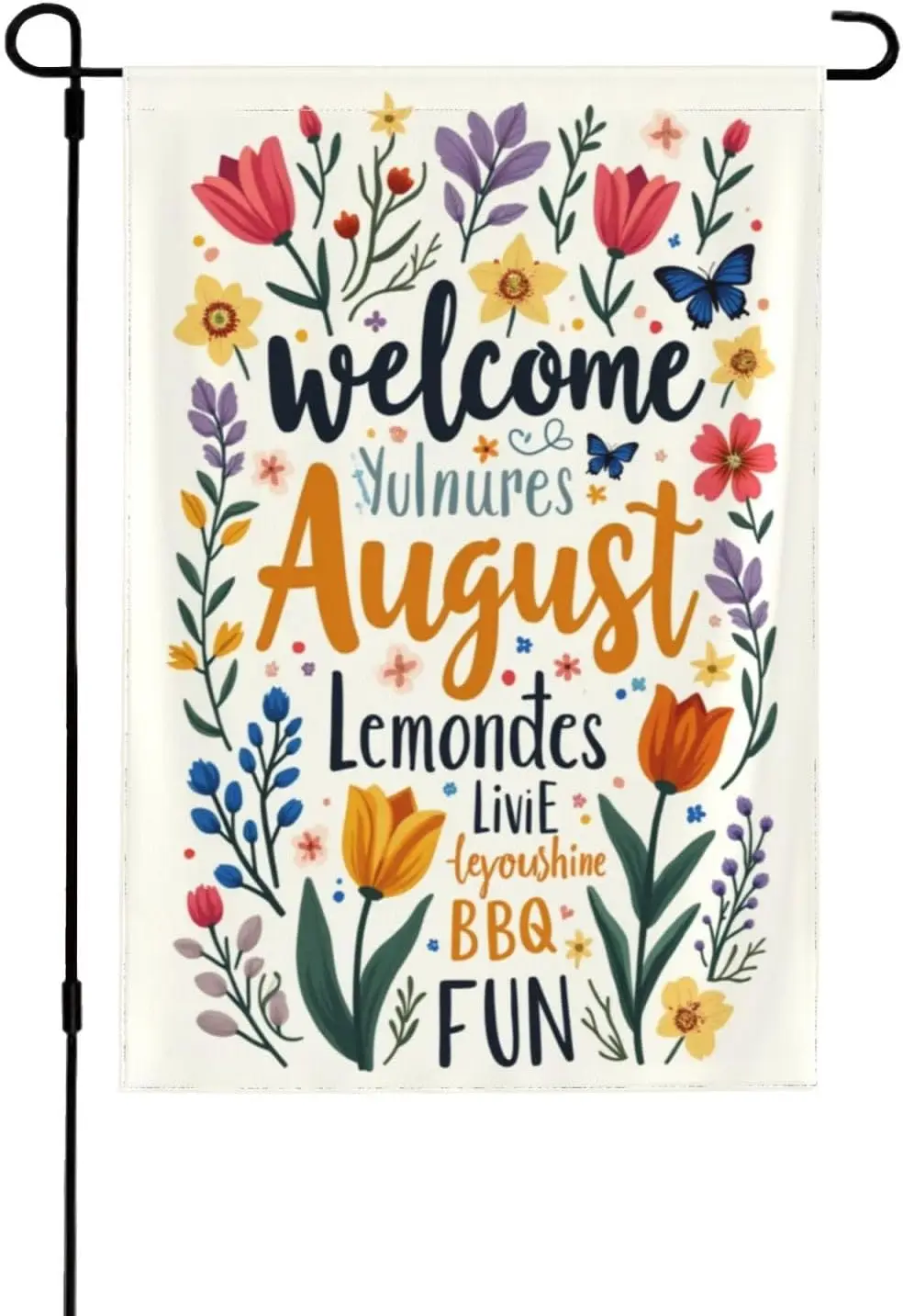 Welcome August Garden Flag 12X18 Inch Double Sided Lemons Sunshine BBQ Floral Summer Yard Banner Outdoor Lawn Patio Decor fo yyi