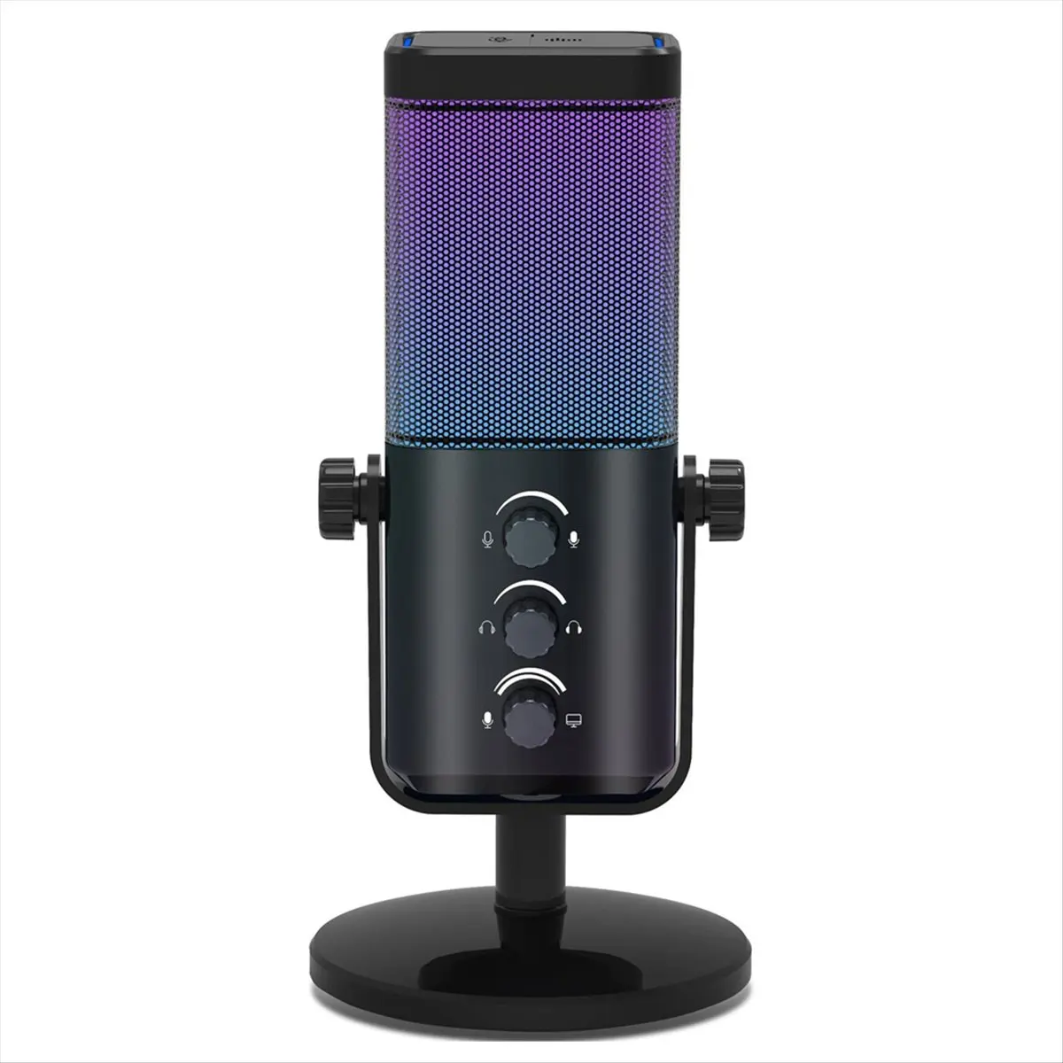 N86R USB Gaming Microphone RGB Condenser Mic with Noise Cancellation Monitoring for Streaming/Recording/ASMR/Video,Black