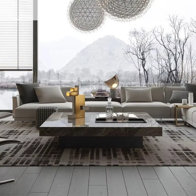 Factory Direct Sales of Simple Rock Plate Coffee Tables for Small-sized Italian-style Living Rooms, Home Light Luxury