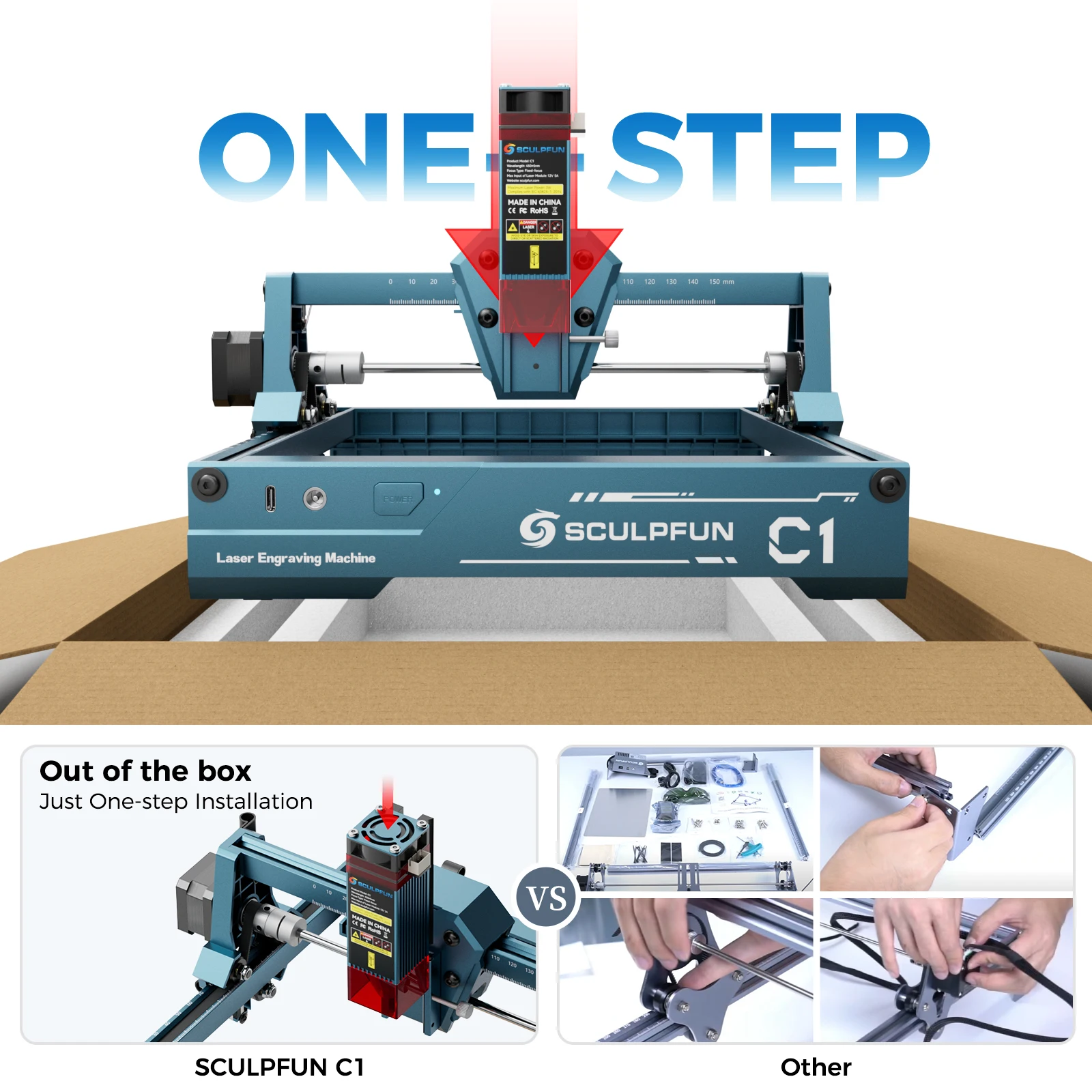 Sculpfun 3W C1 Mini Laser Engraver Portable Laser Engraving Machine Ultra Fine Spot With 150*130mm Engraving Area - view 7