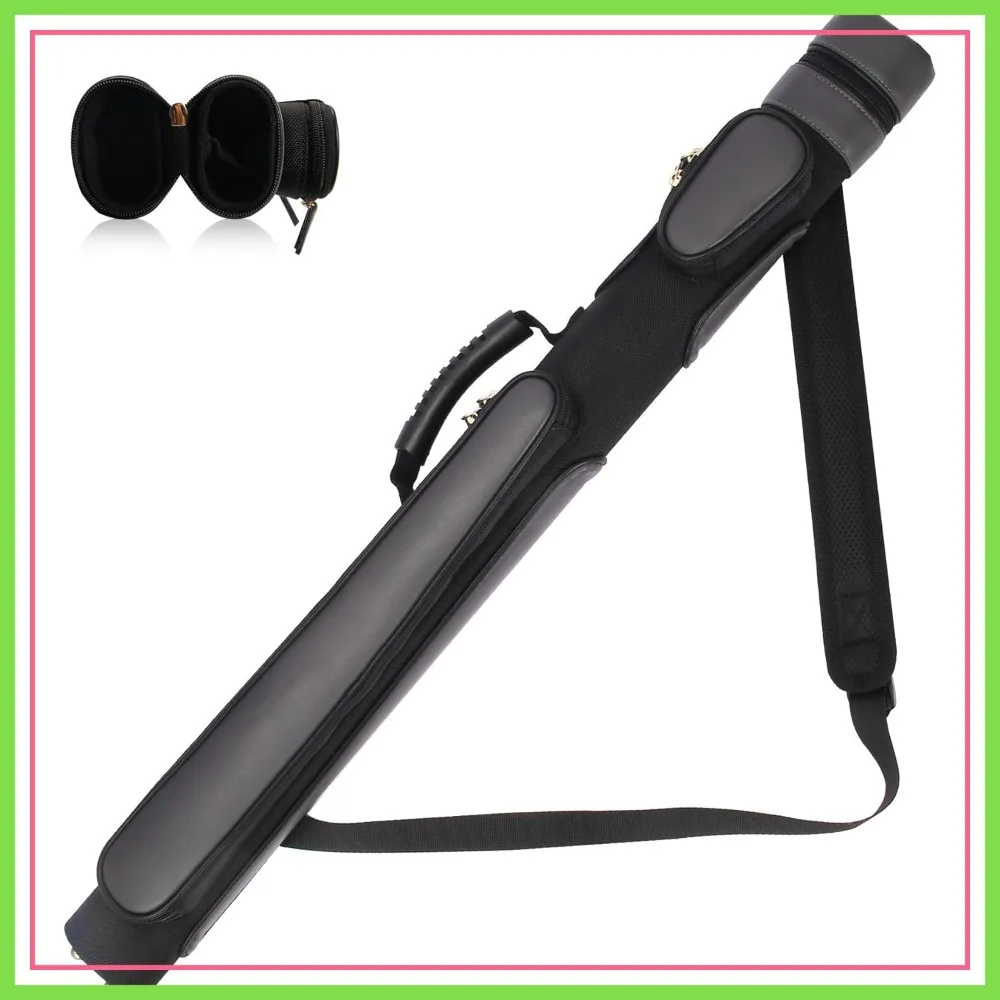 

Yautja Pool Cue Case 1x1, Hard Stick Bag Holds 2-Piece Cue, 2 Zipper Pockets, Waterproof Microfiber Leather with Shoulder Strap