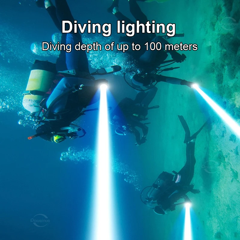 XHP360 Wick Professional Super Powerful Scuba Dive Lantern IPX8 Waterproof Flashlight Diver Light DeepSea Torch With Wrist Strap
