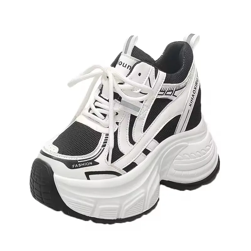 

Модные туфли для папы на толстой подошве, женские весенне-осенние новые туфли на высоком каблуке с цветными блоками, корейский стиль, универсальные повседневные спортивные туфли для бега