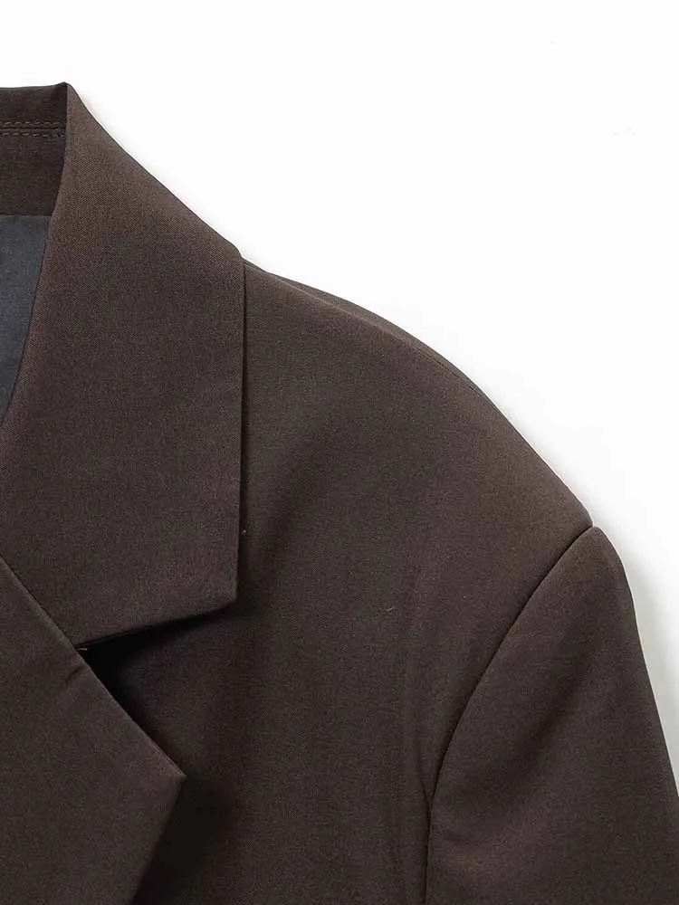 Neue Damen-Langarm-Zweireiher-Anzugjacke und Rock im europäischen und amerikanischen Stil mit Schulterpolstern