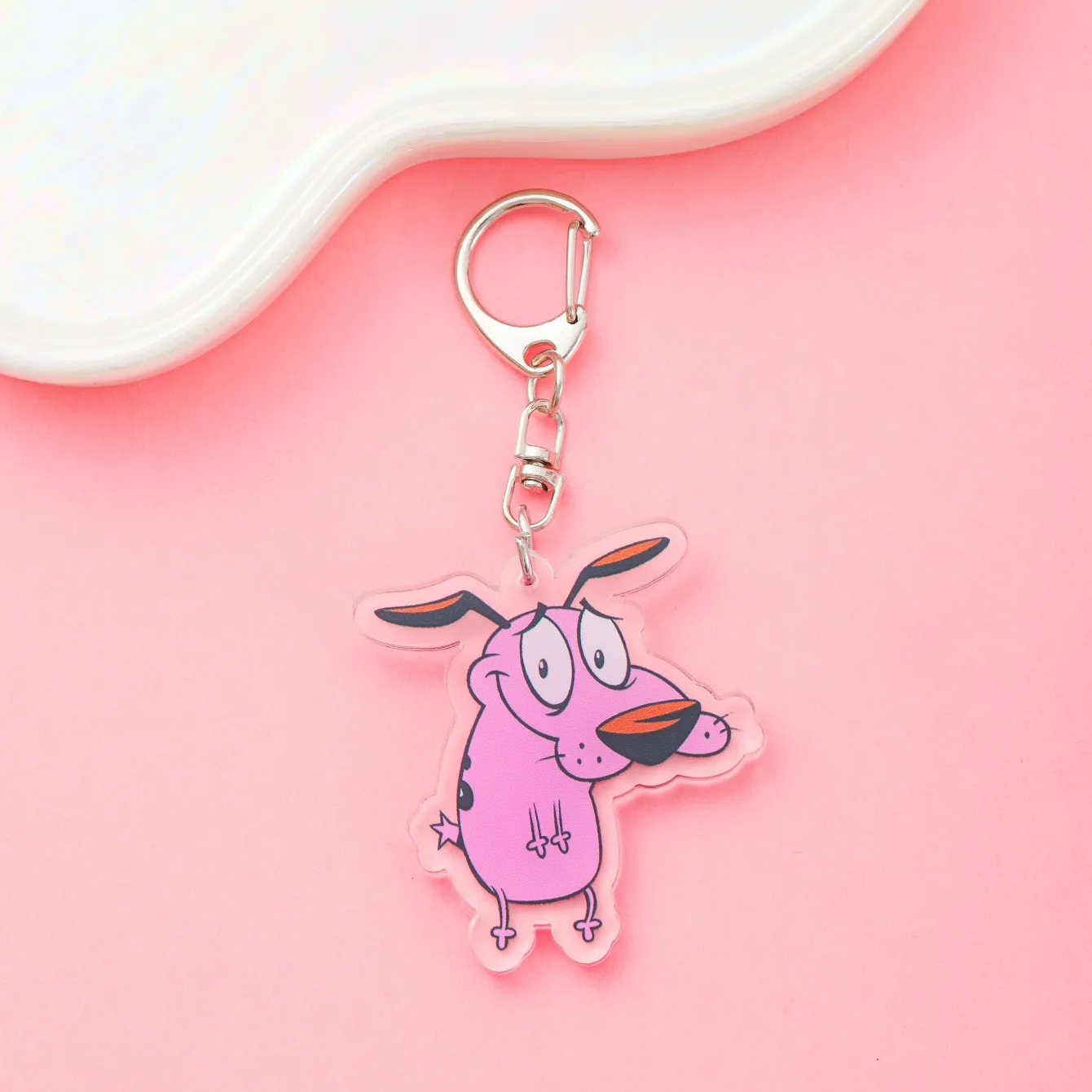 1/6Pcs Cartoon Eggplant Courage the Cowardly Dog Acrylic Car Keychain Cute Backpack Pendant Bag Charms Accessories Decoration