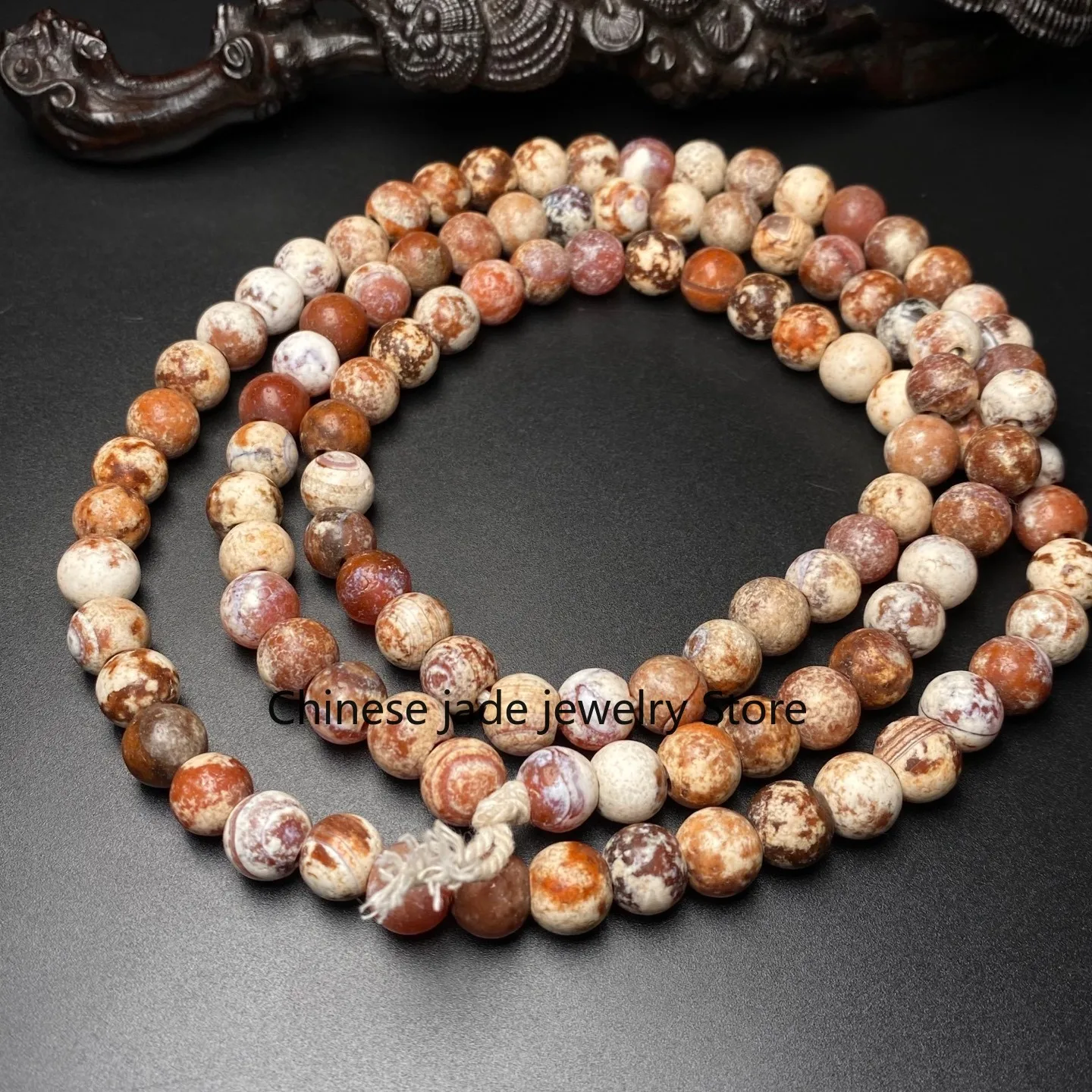108 Tibetan Buddhism Old Agate Bead Dzi Beads Prayer Handstring Necklaces G4855