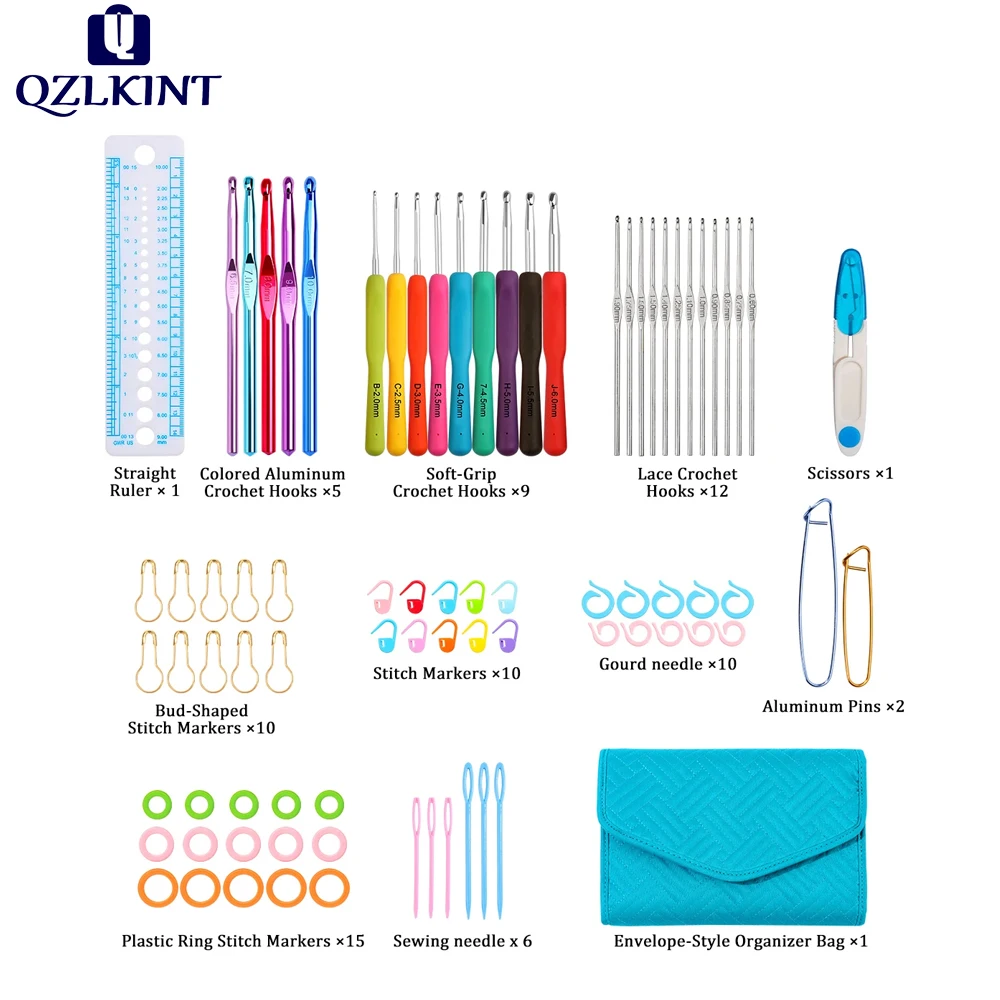 

1pc/multiple pieces crochet storage bag set, lake blue DIY knitting handcraft tools