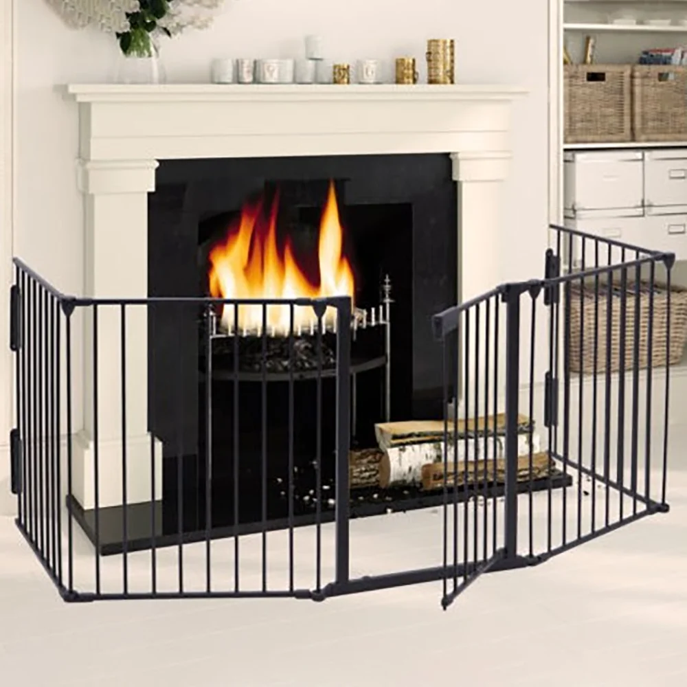 Metal Fireplace Fence Dog Fire Gate Baby Safety Gate Dog Safety Fence for Pets and Baby