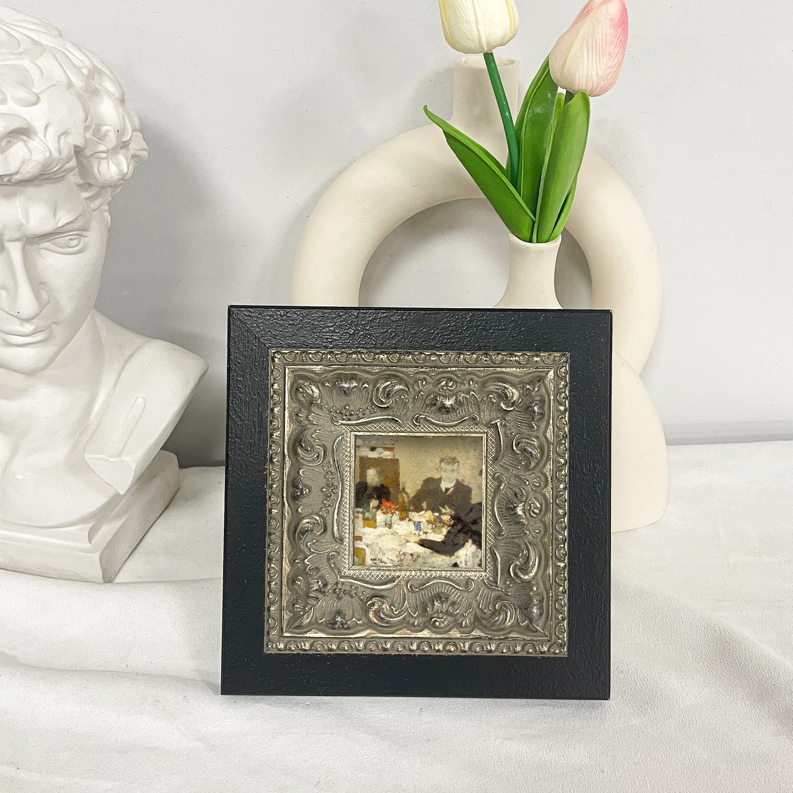 Vintage Solid Wood Wide Ornate Black European Creative Handmade Photo Frame Art Home Decor for Gallery Walls Tabletop Displays