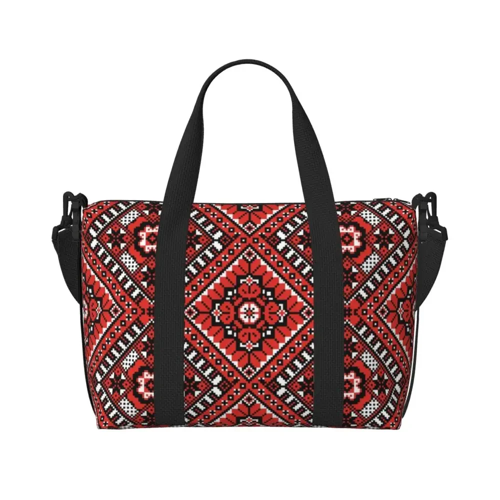 Ukraine Ukrainian Embroidery Ornament Beach Tote Bag for Women Boho Large Compartment Beach Gym Travel Bags