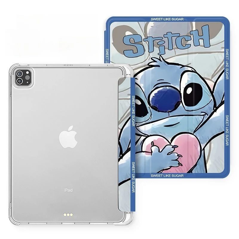 

Three-Fold Ipad Case A16 2025 11th Air7 11in Tablet Cases Cartoon Stitch Case 10th Gen 10.9in 9th 8th 10.2in Shockproof Cover