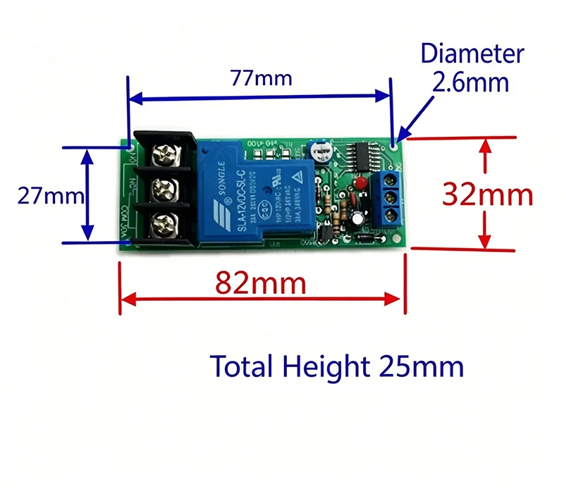 JK11H 30A Delay Relay Module DC 12V 24V Trigger Start Adjustable Timer Circuit Board 1PCS