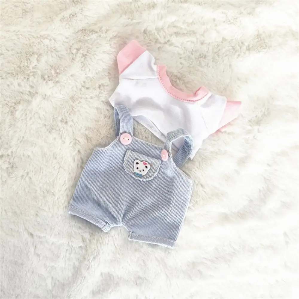 

Toy Outfit T-shirt Doll Clothes Overalls Pants 15cm Cotton Doll's Dress Cute Mini Plush Dolls Clothes Cotton Doll Accessories
