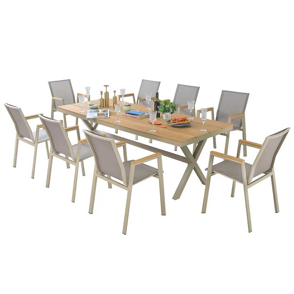 All Aluminum Outdoor BBQ Table Chair Set Weatherproof Metal Patio Grill Furniture For Backyard Garden Villa Hotel Terrace