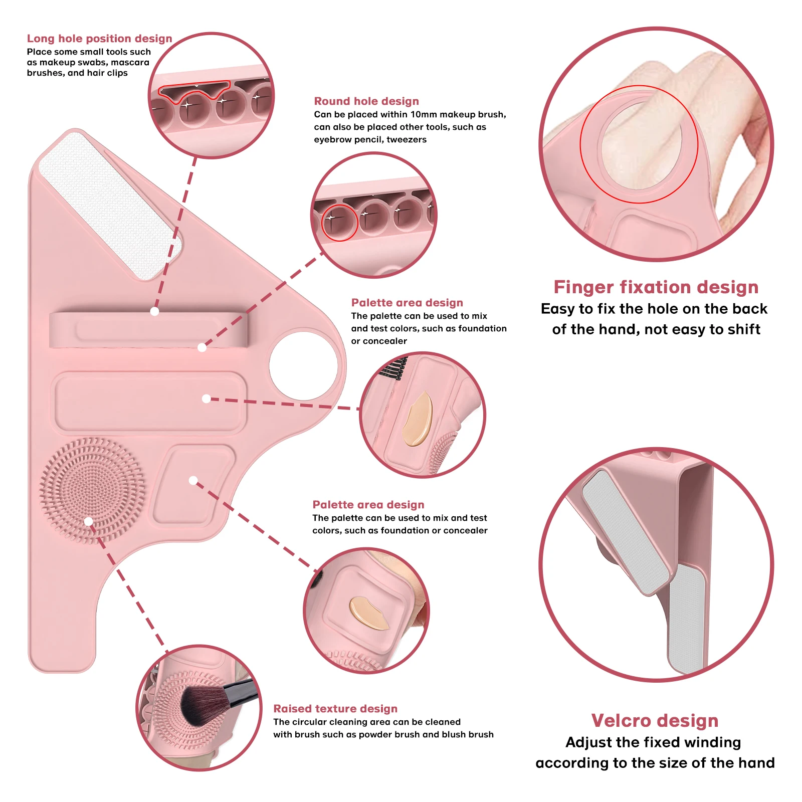 Strumento per il trucco in silicone morbido Accessori per pennelli per trucco regolabili Tavolozza per trucco Tavolozza dei colori con cinturino da polso con custodia