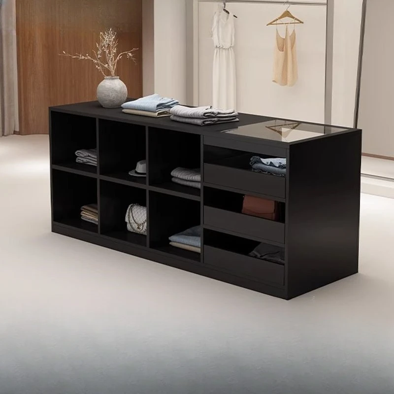 

Clothing store, cashier center island cabinet, display table