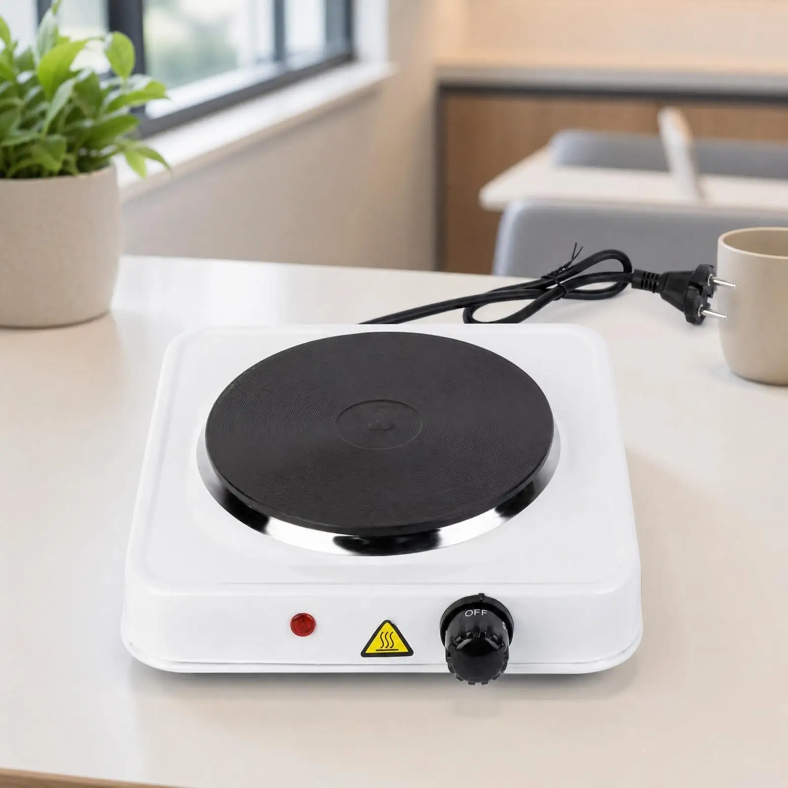 Cooktop with Rotary Control Knob Space-Saving Single Countertop Cooktop Easy-to-Use Space-Saving Electric Cooktop for Dorm