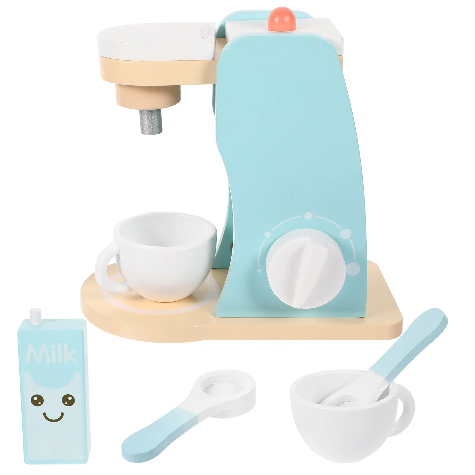 Premium Wooden Coffee Machine for Children Toddler Friendly Non Toxic Painted Smooth Edges Interactive Pretend Play Accessory