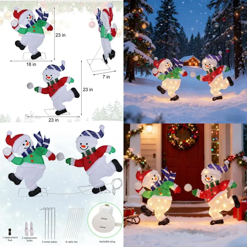 Pre-Lit 2D Snowman … - image