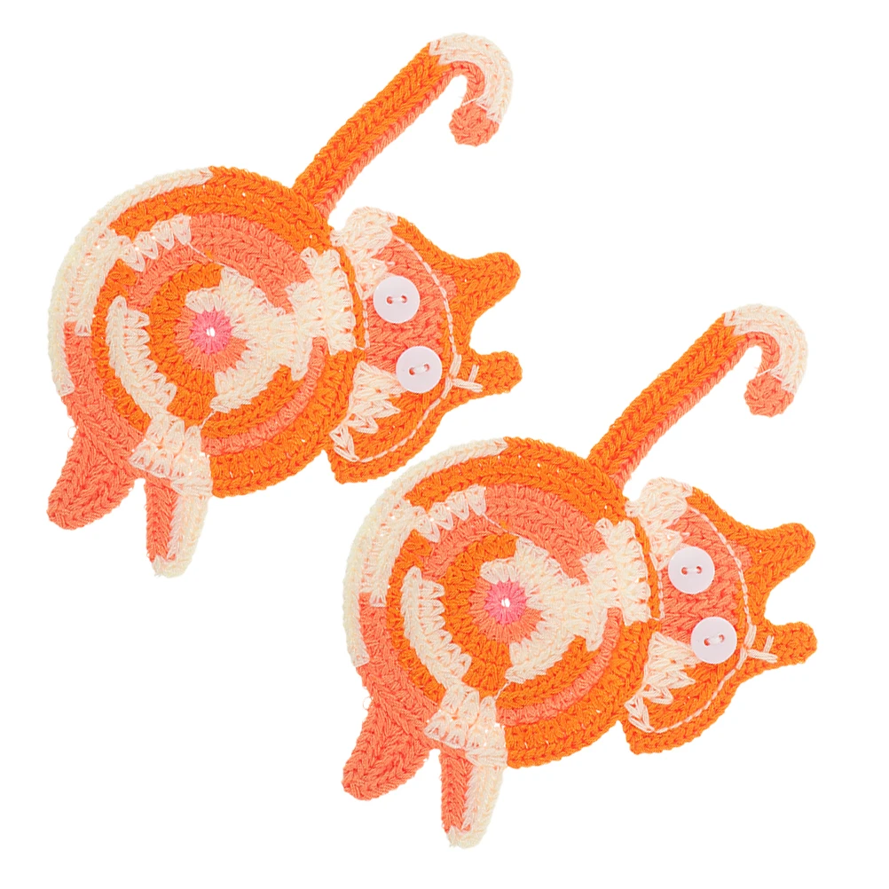 

2Pcs Knitting Crochet Coasters Cute Coffee Tea Cup Pads Heat-Insulated Non-Slip Drink Table Mats for Home