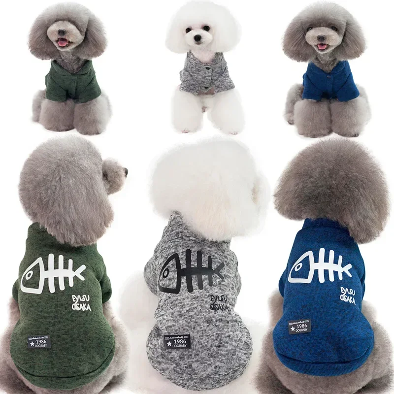 

Fishbone Cat Clothes Winter Warm Pet Sweatshirt for Cats Dogs Puppy Clothing Ragdoll Sphynx Coat Chihuahua Poodle Jacket Apparel