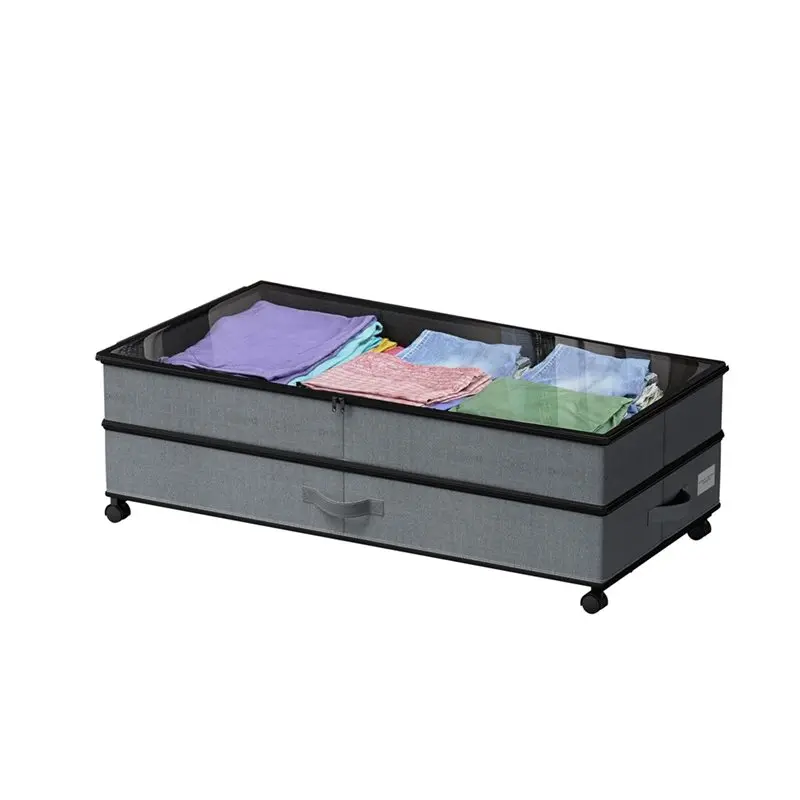 

Large Under Bed Storage Bins With Lid, Adjustable Rolling Storage Containers With Wheels For Clothes