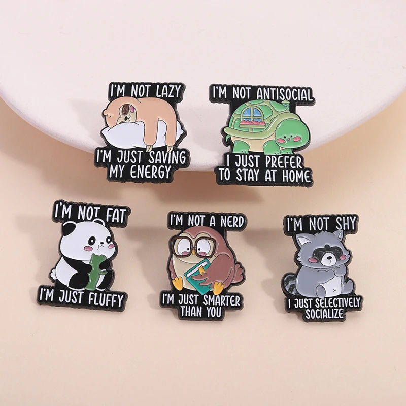 Cartoon Animal Quote Enamel Pin Cute Duck Goose accoon Cat Frog Metal Brooches Lapel Badge Jewelry Gifts For Kids Friends
