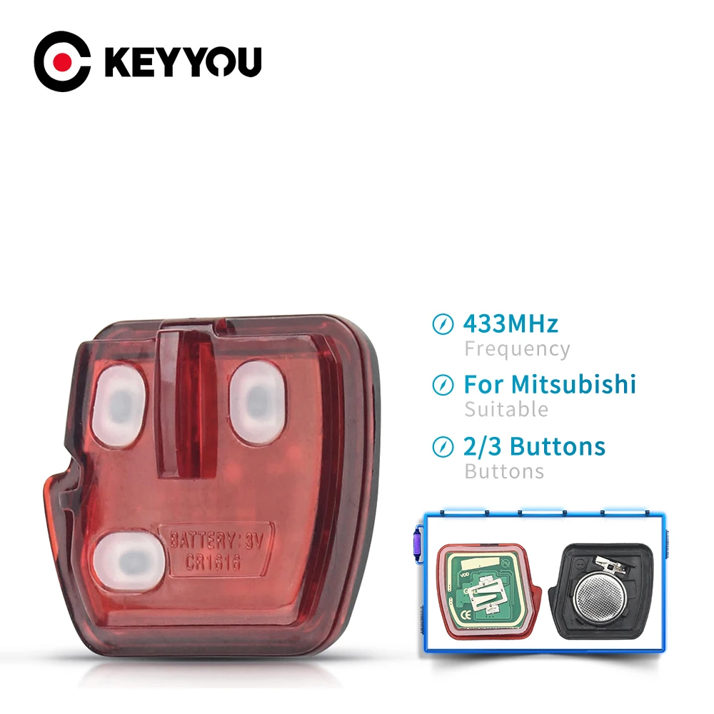 KEYYOU Car Remote Key Pad  For Mitsubishi Outlander Pajero Triton ASX Lancer Shogun 433Mhz