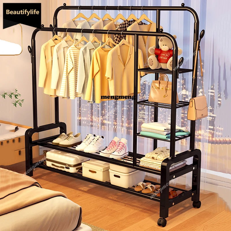 Q181 Perchero de Ropa Desmontable con Ruedas para Balcón, Minimalista, Ajustable, Perchero de Pie con Capas, Perchero de Pie para el Hogar