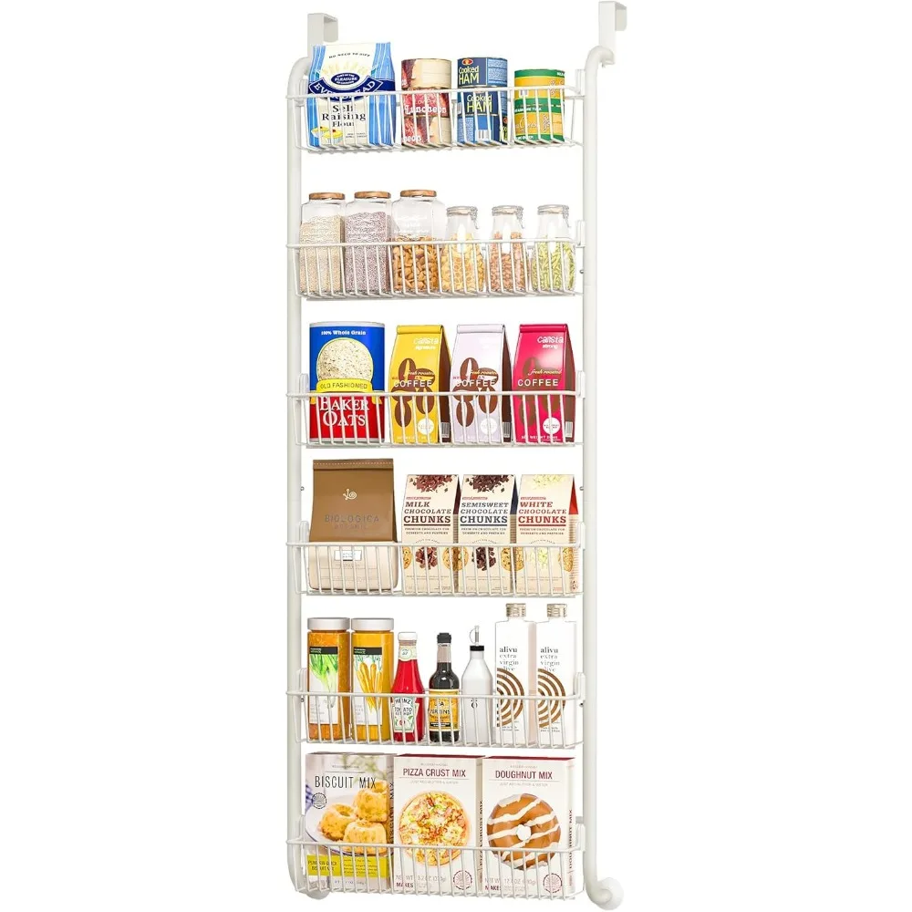 

Over the Door Pantry Organizers and Storage, 6-Tier Spice Rack, Home & Kitchen Storage Shelves for Cabinet, Large Capacity Hangi