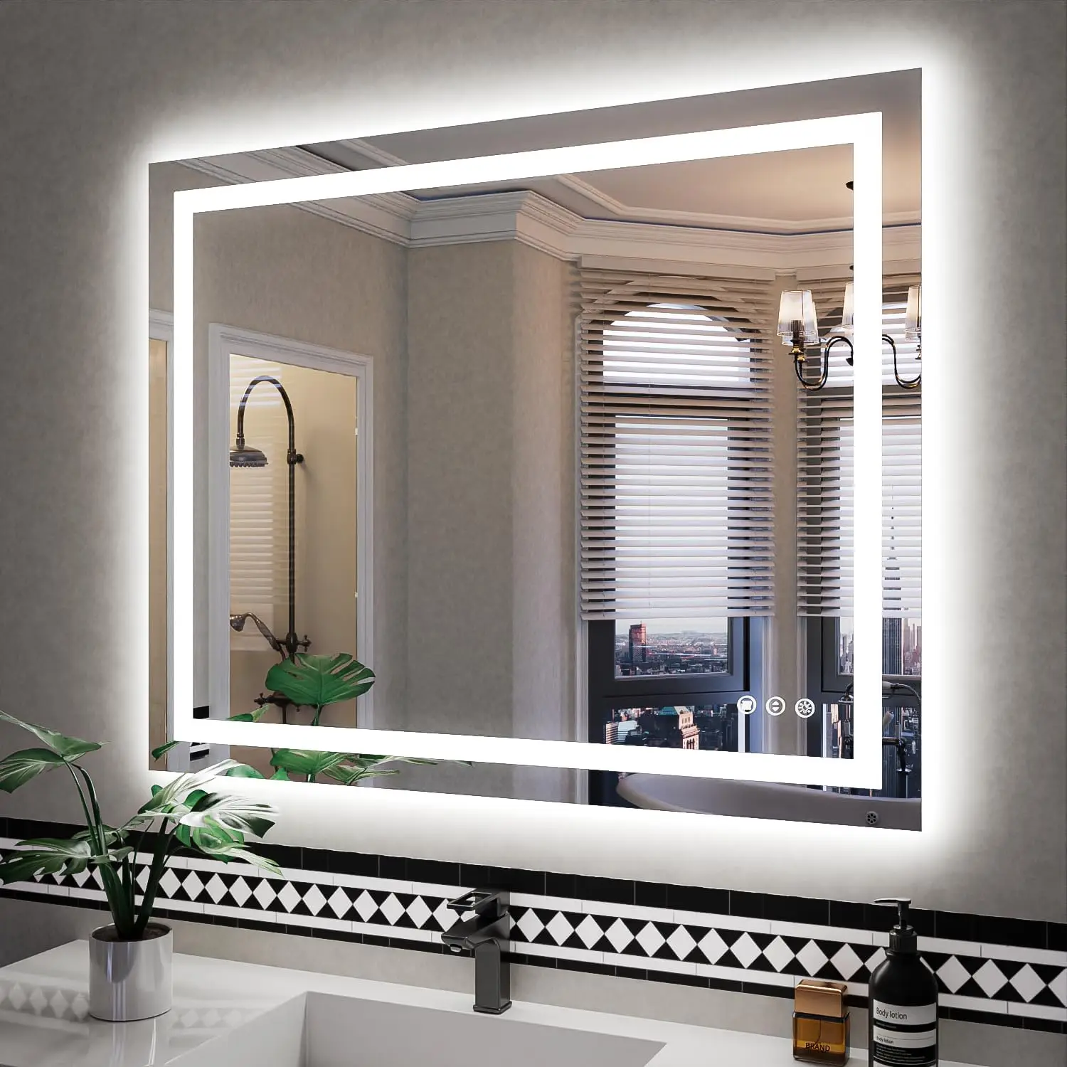 

ISKM 40''x32'' Led Bathroom Mirror Front and Backlit Square Mirror for Wall Anti-Fog, Dimmable, Memory Function Mirror