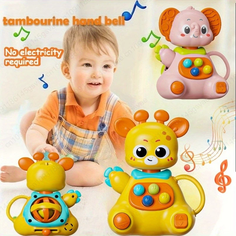 Chocalho de bebê portátil bonito e interessante, bola de plástico de chocalho de elefante/cervo de educação precoce de quebra-cabeça, material ABS