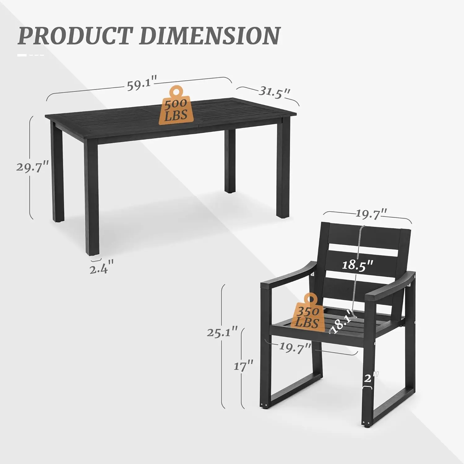 Outdoor Patio Dining Set, 7-Piece, All Weather Outdoor Table and Chairs, Resin Outdoor Kitchen Furniture Dining Set