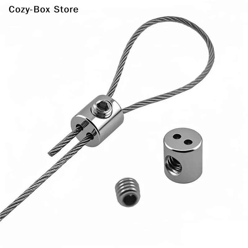 [ZY]5PCS Steel Wire Rope Clamp Stainless Steel Cable Hanging Clip Double Hole Adjustable Screws Fixed Hardware Accessories[ZY]