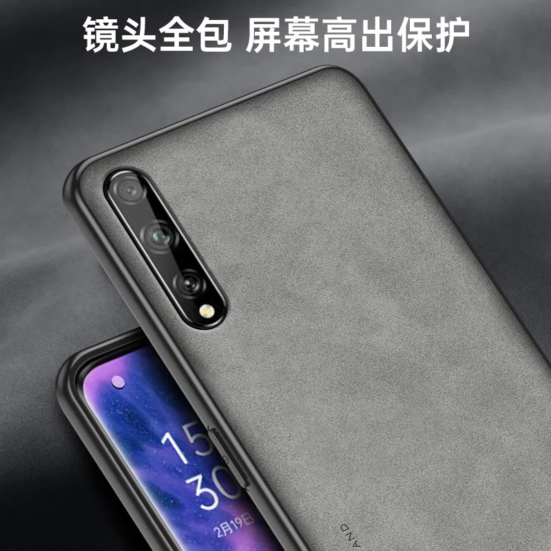 Casing ponsel untuk Huawei Y8P AQM LX1, casing penutup belakang PC keras permukaan kulit PU Matte tahan guncangan AQM-LX1