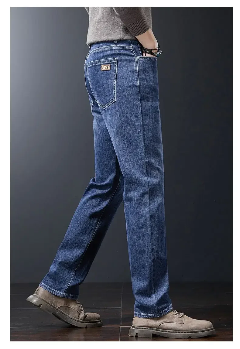 2027 Neue Herbst-Winter-Soft-Stretch-Jeans für Herren, Business-Casual, schmale, gerade Jeanshose, koreanische blaue, graue Arbeitshose für Männer – Detail 5