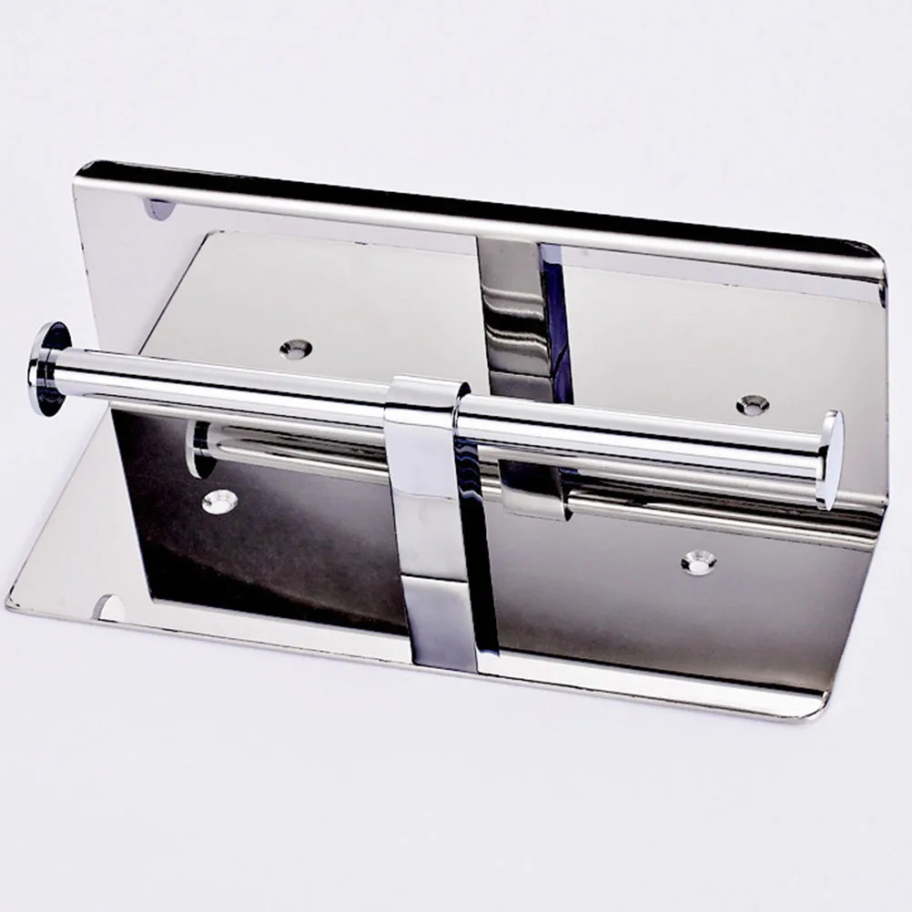 

Stainless Steel Double Toilet Paper Holder Wall Mounted Tissue Rack with Shelf for Phone Keys Suitable for Home Office Hotel