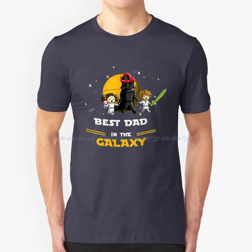 Best Dad In The Galaxy Father Daughter And Son T Shirt 100% Cotton Tee Dad In Galaxy Father Daughter Son