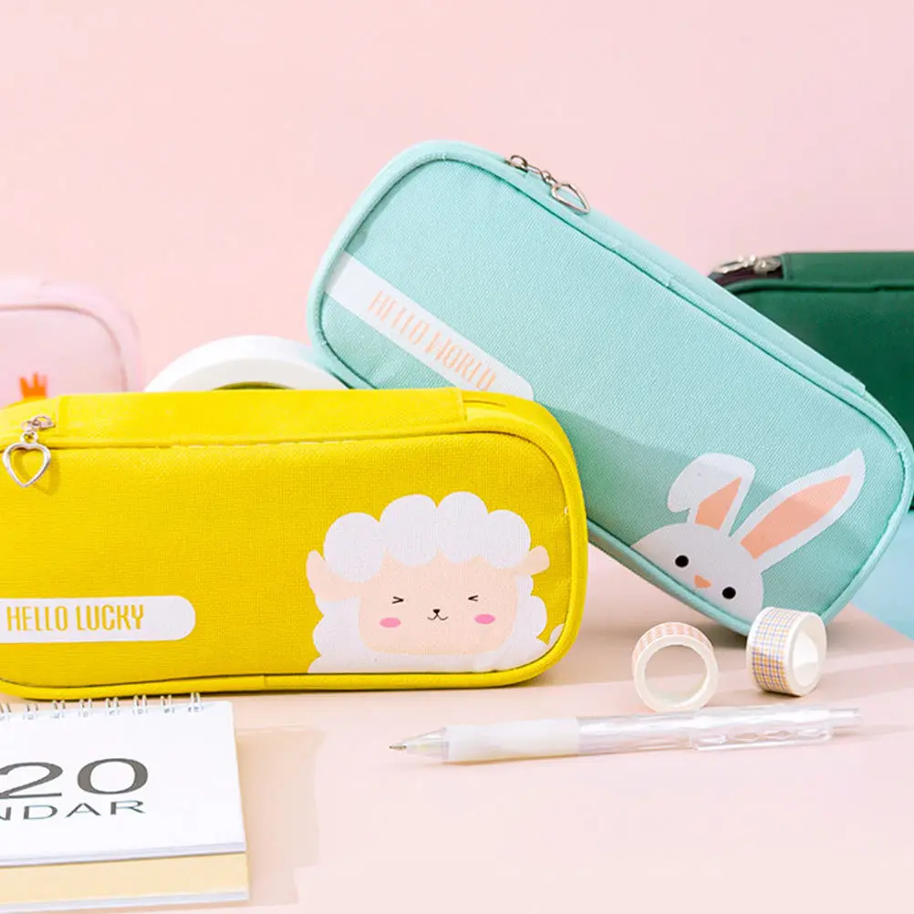 

1pc Pencil Pouch Oxford Cloth Compact Lightweight Zipper Stationery Bag For School Student Supplies Storage Organizer Simple