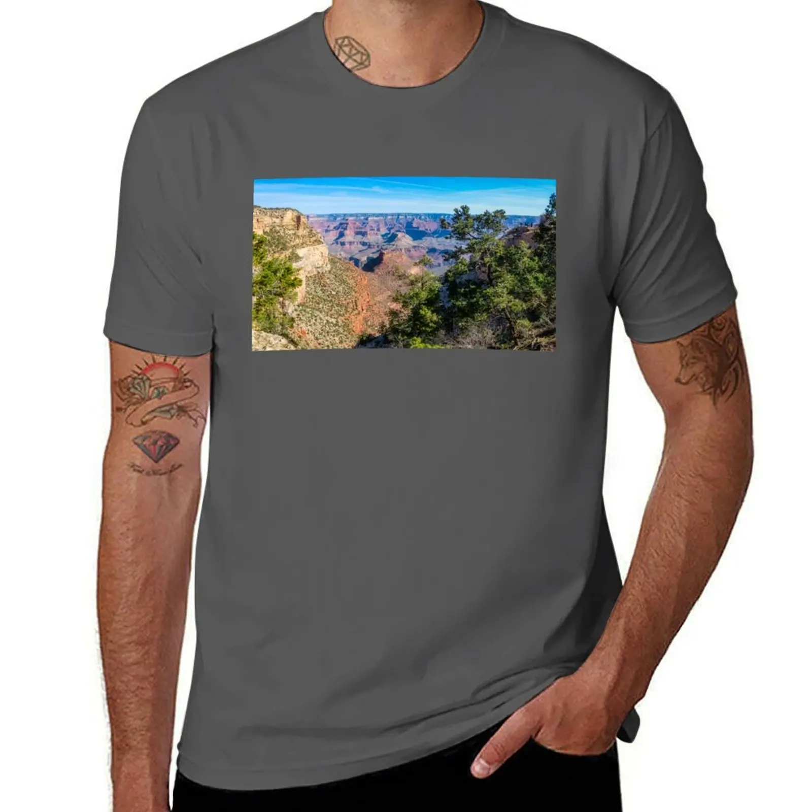 Panorama at Bright Angel Trail in Grand Canyon National Park T-Shirt Anime t-shirt Short sleeve tee compression shirt men