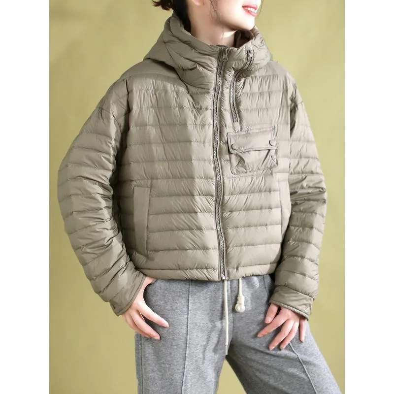 Women's Lightweight Warm Cotton Coat Outerwear Winter Quilted Loose Casual Hooded Long Sleeves Cotton Coat Jacket Women Parkas