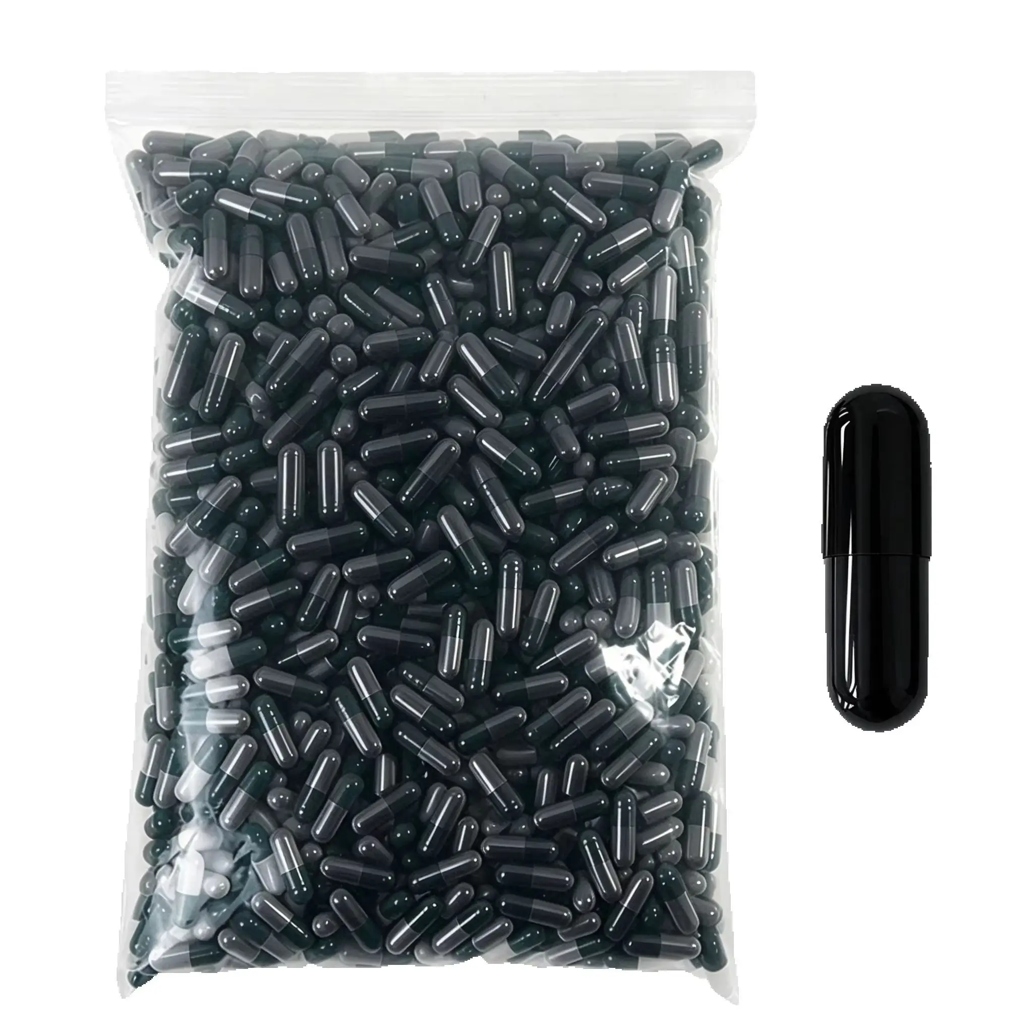 1000 cápsulas de perla vacías 00 #   Cápsula de Gelatina Dura Hueca Negra para Medicamentos