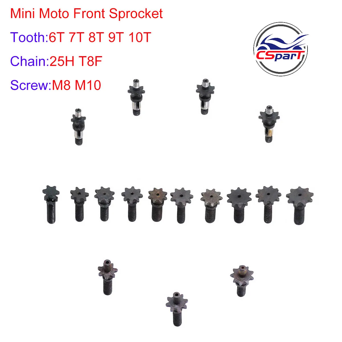 6T 7T 8T 9T 25H T8F M8 M10 Łańcuch Sprzęgło Przekładnia Przednia Do 47cc 49cc 39CC Silnik Blata Pocket Bike Mini Moto ATV Quad