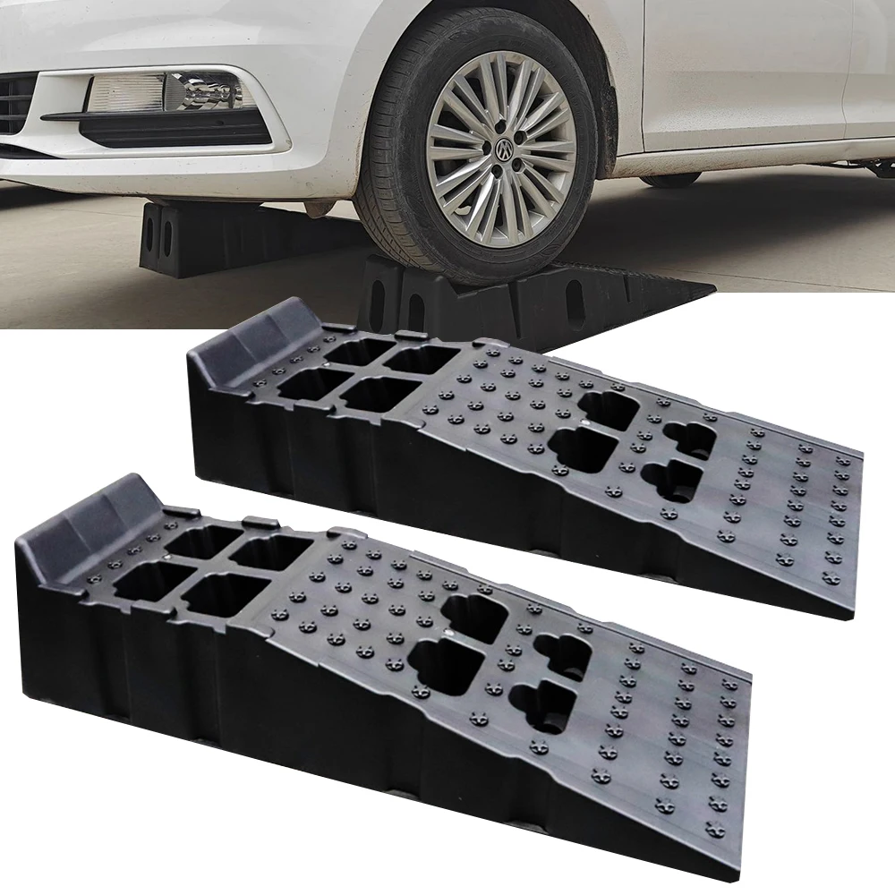 2 Pcs RV Accessories Wheel stopper Repair the slope Rubber Anti slip Nail Car Repair Ramp 90x32.5x16cm