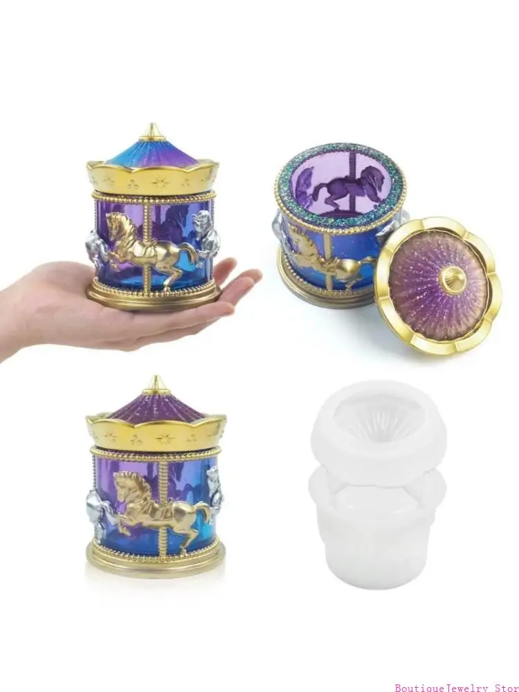 

E1PE DIY Jar Bottle Storage Box Resin Silicone Mold for DIY Crafts Home Decoration