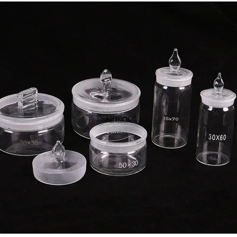 SAIDKOCC Glass Weighing Bottle Flat Weighing Bottle Low Form 40*25mm 60*30mm 70*35mm Laboratory Glass Weighing Dish